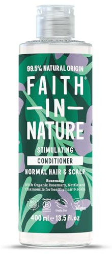 Faith in Nature Natürlicher Rosmarin Conditioner, Ausgleichend, Vegan & Ohne Tierversuche, Frei von Parabenen und SLS, für Normales bis Öliges Haar, 400 ml