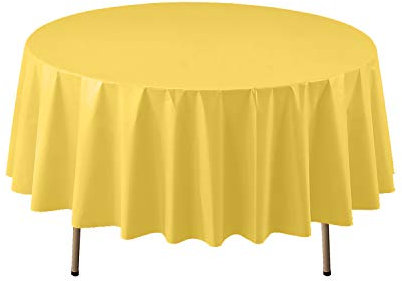 Party Essentials Heavy Duty 84 Round Plastic Table Cover Available in 22 Colors, Yellow