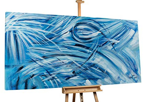 KunstLoft® XXL Gemälde 'Stilles Gewässer meiner Seele' 200x100cm | original handgemalte Bilder | Abstrakt Blau | Leinwand-Bild Acrylgemälde einteilig groß | Modernes Kunst Acrylbild