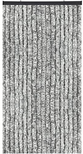 Arsvita Insektenschutzvorhang 100x200 cm (Breite x Länge) Flauschvorhang in Hellgrau meliert für Camping, Terrasse, Pavillon oder Balkontür, Fadengardine Ø4cm