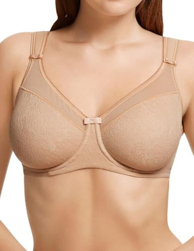 Beauty Everyday Minimizer Lace Bra- Underwire- Full Coverage, Beige (Beige), 44C, 1 Piece