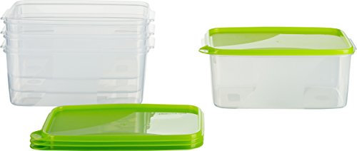 MiraHome Gefrierdosen 4x2,75L rechteckig grün – Vorratsdosen mit Deckel luftdicht – Transparente Frischhaltedosen mit Deckel – Aufbewahrungsbox Küche für Mealprep & Organisation – Austrian Quality