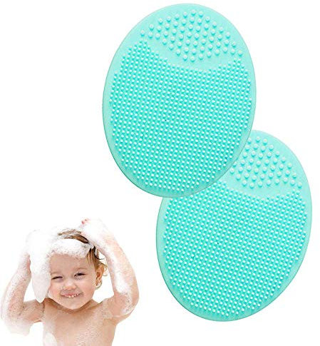 Cradle Cap Bath Brush and Comb Baby Shower Brushes Set,Facial Cleansing Brush for Blackhead Remover,Silicone Scalp Massaging Brush (Bluegreen)