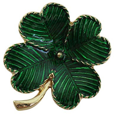 Amosfun Feuille de trèfle Irlandais trèfle Broche en Cristal Strass Broches St. Accessoire Patricks Day (Vert)