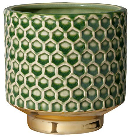 Bloomingville Blumentopf Home Retro Übertopf Vintage Pflanztopf für Zimmerplanzen M (12,5 cm ø) Öffnung: 10,5 cm ø, grün, Keramik