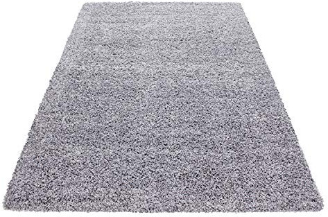 Exquisiter Hochflor-Teppich - Weich, Flauschig und Pflegeleicht, Rundes Design für EIN Gemütliches Wohnzimmer Ambiente, Premium Shaggy Flokati Teppich, Größe:80 x 150 cm, Farbe:Hellgrau