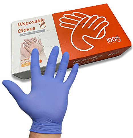 NK are Einweg-Handschuhe aus Nitril, Box mit 100 Stück, Größe M, beidseitig, ohne Puder, ohne Latex, steril, Dicke 0,05 mm, , Körperpflege, Blau