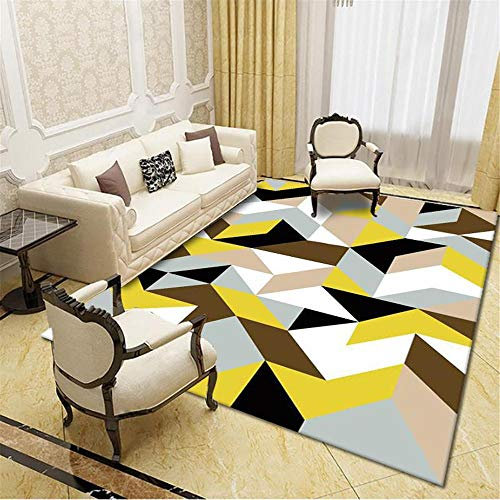 AU-OZNER rasenteppich,Rautenmuster, gelber Teppich, leicht zu verteilen, warm, leicht zu reinigen, verschleißfest und langlebig Teppich Teppich Pastell -Gelb_80 x 120 cm