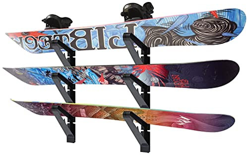Poskad Snowboard Wandhalterung, verstellbare Aufbewahrungsschichten, platzsparendes Design, für Zuhause und Garage, Ski-Board-Aufbewahrung (3 Set)