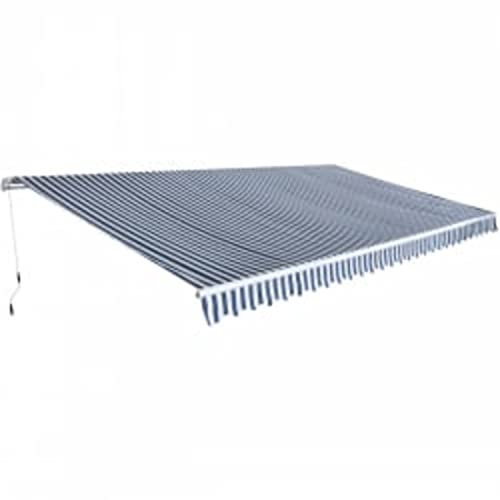Gelenkarmmarkise 600 cm Blau Weiß wasserdicht schmutzabweisend UV-beständig für Garten Terrasse