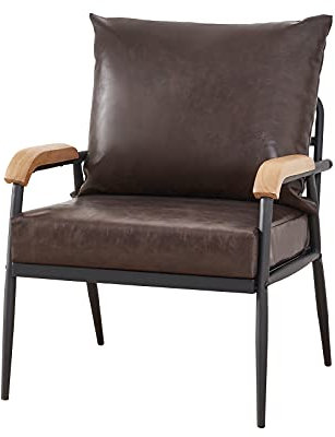 LEMROE Sillones y chaises Longues 1 Plaza Cuero de imitación Sofa Cama pequeño con 1 cojín sillón para salón y Comedor Dormitorio Mueble Moderno (Marron Oscuro, Soltero)