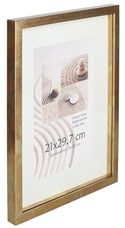 KM Foto 3D Objektrahmen Holz Bilderrahmen Shirt Trikot Rahmen Collage Wanddeko Poster S220: Farbe: Gold-Antik | Format: 50x70