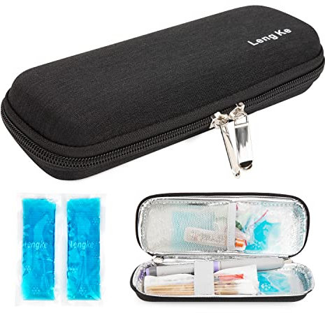 YOUSHARES Nevera Insulina de Viaje con 2 Bolsas de Gel Frio - Estuche Insulina Isotérmico Bolsa Térmica Insulina para Diabéticos Nevera Viaje Medicamentos para Pulma de Insulina(Negro)