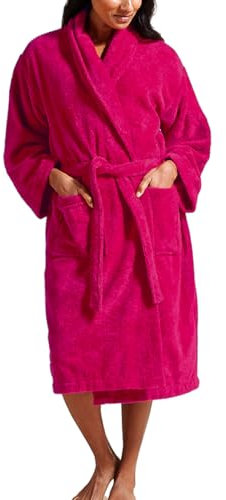 Christy Super Soft Cosy Bath Robe | Luxury Dressing Gown | Quick Dry, Snag Free | Lightweight 320GSM Womens Bathrobe | Soft Cotton Velour Inner Lining | Size Large-X-Large (UK 16-22) | Very Berry