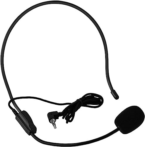 Headset Mikrofon, Kabelgebundenes Kopfbügelmikrofon, 3,5 mm Kopfmontagekabelmikrofon Kondensatormikrofon für Sprachverstärkerlautsprecher