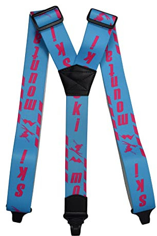 Olata Bretelle Elastiche a Forma di X e Y, Regolabili, per Salopette da Sci (Blu/Rosa). Y-Forme - Clip di Plastica (Adulto)