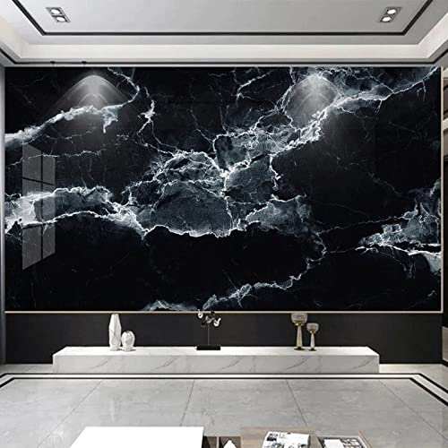XTSWallpaper Schwarz Marmor Textur 300X200Cm Selbstklebender 3D Wandaufkleber 3D Wandtattoos - Wandbild Sticker - Wandbild Selbstklebend Vinylfolie Wohnzimmer Schlafzimmer Dekoration