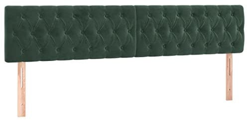 vidaXL Tête de Lit à LED Meuble de Chambre à Coucher Accessoire de Lit Double Tête de Cadre de Lit Intérieur Vert Foncé 200x7x78/88 cm Velours