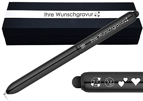 Generisch Kugelschreiber mit Gravur | Wunschgravur mit Emojis möglich | Kugelschreiber Geschenk personalisiert | Touchpen-Spitze PS176
