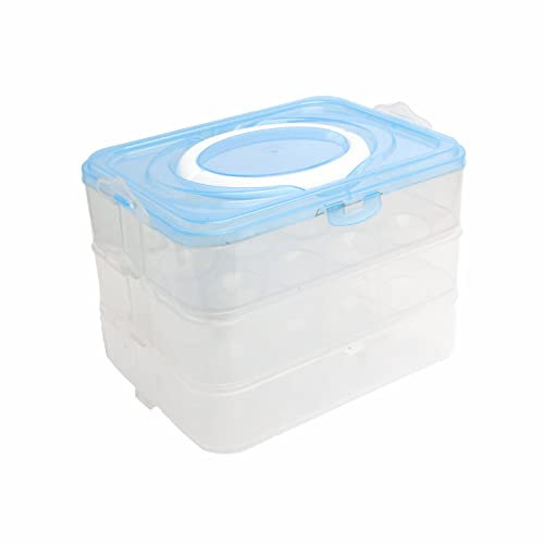 SUL Egg Storage Box, Portable Plastic Stackable Egg Organiser Tray with Lid, Keeping Eggs Rack Tray Containers for Storage Carrying Packing Eggs for Fridge or Kitchen Cupboard (36 pc)