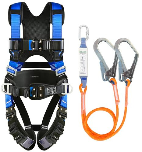 DIJJIG Sicherheitsgeschirr Fallschutz Geschirr Dachgeschirr Baugeschirr Konstruktionsgeschirr Fallschutz Sicherheitsgeschirr Lanyard Arnes de seguridad para construccion OSHA/ANSI konform