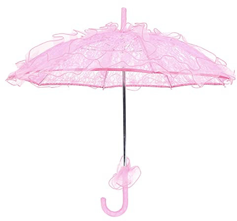 YLSZHY Sombrilla de Encaje, Sombrilla Vintage, Sombrilla de Novia de Boda única, Accesorios de Fiesta de Fotos de Rendimiento de Decoración, para Mujeres Y Niñas(Rosa)