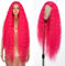 Style Icon Pink Super lange Lace Front Perücke 104 cm lange lockige Perücke Perücke für Damen Super lange gewellte synthetische Spitzenperücke T Part Lace Perücke Hitzebeständige Faser 150% Dichte