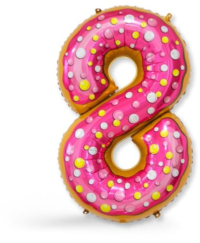 FUNXGO® Folienballon Zahl 8 dount - Riesen-Ballonzahl - Verstärktes Material- fliegt mit Helium - 8 Geburtstag Luftballon - Deko zum Geburtstage, Party, Hochzeiten - Ballon 8 dount