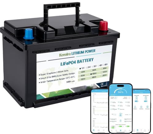 Kcvolro Lithium-Batterie 12 V 100 Ah mini Lifepo4, bis zu 7000 Zyklen, mit Tieftemperaturschutz für Golfwagen, Autobatterien, Wohnmobile und andere Anwendungen