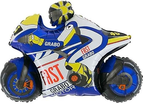 Ballonim® Motorrad blau Renn-Maschine ca. 80cm Luftballons Folienballon Party Dekoration Geburtstag