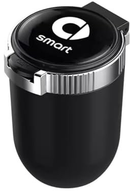 CWMFLI Auto-Aschenbecher für Smart 450 451 453 Fortwo Forfour, Tragbarer Aschenbecher mit Deckel Geruchsdicht für Reisen Zuhause Büro Outdoor Camping Einfache Reinigung Abnehmbar,Silver