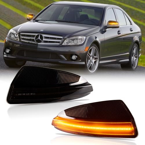 POPMOTORZ LED Spiegelblinker Schwarz mit Canbus Fehlerfrei 2835 SMD für Mercede-s Benz ML Class W164 ML300 ML500 ML550 ML320 C-Class W204 Viano W639 Vito Bus W639, 2 Stücke