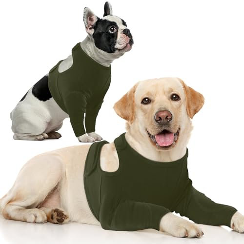 IECOii Dog Surgery Recovery Suit,Dog Recovery Sleeve Front Leg,Dogs Leg Surgical Recovery Suits,Dogs Legs Wound Joint Protector to Prevent Bite Licking,DogElbow Protector,Soft DogMedical Suit,Green,S