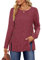 Jescakoo Damen Pullover Für Damen Langarmshirt Damen Leichtes Symmetrische Button Oberteile Damen Winter Pullover Damen Elegant Rose S