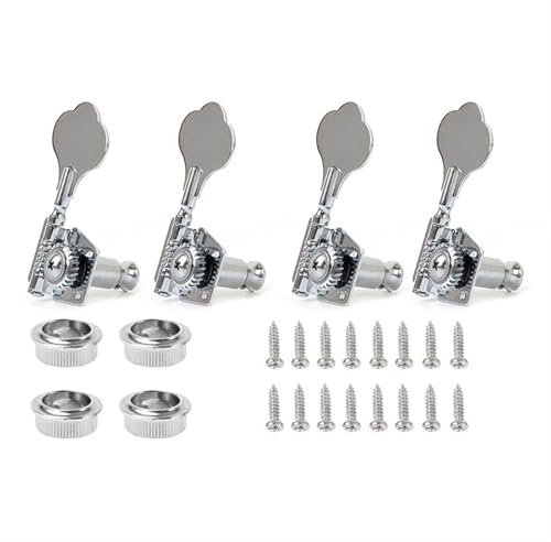 4 Stücke Gitarren-Stimmwirbel E-Bass-Tuner-Peg Gitarre Open Gear Stimmwirbel Mechaniken For Fender Jazz Bass Gitarre Silber