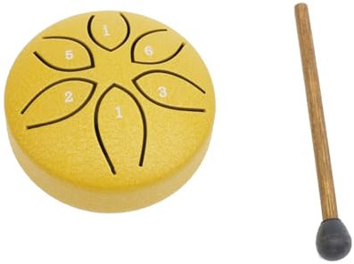 Pcivzxam 3 6-Ton Steel Tongue Drum Mini Hand Pan Drums mit Drumsticks Percussion Musikinstrumente Trommel Gelb