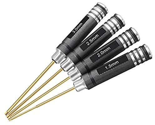 HRB - Set di 4 cacciaviti esagonali da 1,5 mm, 2,0 mm, 2,5 mm, 3,0 mm, in titanio, per drone multiasse FPV Racing, quadricottero, elicottero radiocomandato, modelli di auto