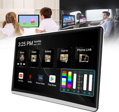 HDaspijh Lettore Video Poggiatesta Auto, Monitor TV Poggiatesta Auto, Lettore Video 8K per Android 11, 3 GB + 32 GB, Touch Screen IPS, Supporto WiFi/Bluetooth/USB/SD/Ingresso Hdmi/Uscita Hdmi,14in