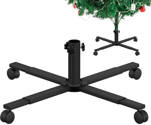Mordx Christmas Tree Stand With Rubber Casters, Foldable Metal Christmas Tree Stand, Removable Christmas Tree Base, Artificial Christmas Tree Metal Base, Christmas Decorations (60cm,ø 3.6 cm)