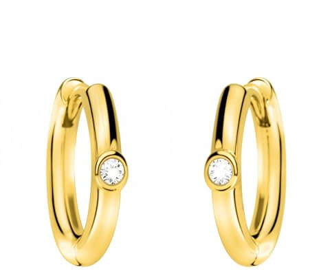 SOFIA MILANI - Damen Ohrringe 925 Silber - vergoldet/golden & mit Zirkonia Steinen - Zirkonia Creole - E2885