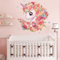 SHUCHING Einhorn Blumen Wandsticker, Rosa Rose Blumig Wandaufkleber Wandtattoos für Wohnzimmer Schlafzimmer Wanddeko DIY