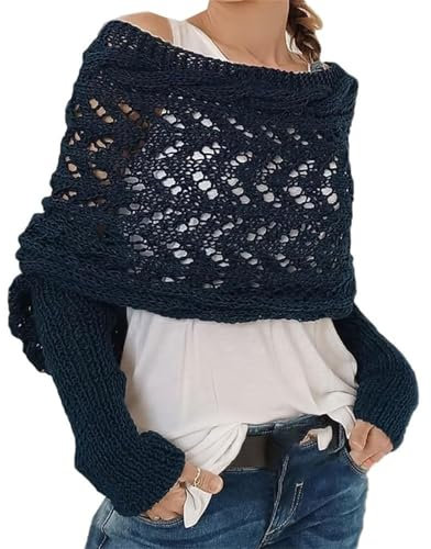 UPOI Scarf with Sleeves, Multifunctional Scarf with Sleeves for Women, Knitted Scarf Sweater Wrap with Sleeves, Boho Pashmina Scarf Cape, Knitted Scarf Women, Scarf Women's Winter, Scarf with Sleeves