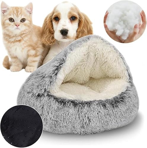 Katzenbett Flauschiges katzenhöhle - Katzenbett 50CM, Flauschiges Kuschelhöhle Hund, Rundes Haustierbett für Katzen und Welpen, Katzenbett Höhle für Winter, Weicher, Warmer Katzenversteck