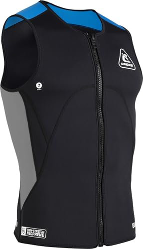 CRESSI Guardian Zipper Vest, Gilet in Neoprene Bifoderato 2mm con Zip Uomo, Nero/Blu, S/2