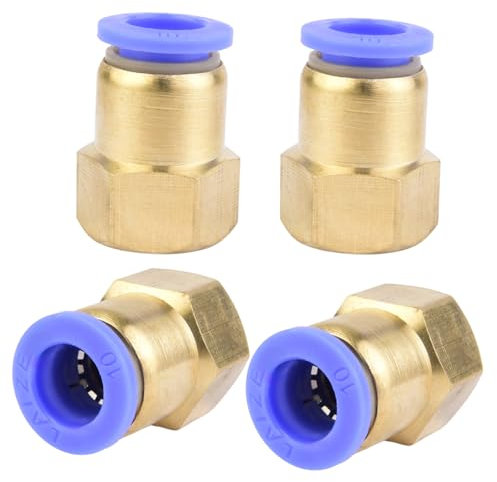 4 Stück 10mm Rohr-Außendurchmesser x 3/8 PT-Innengewinde gerade Verschraubung Pneumatischer Anschluss Push In Anschluss Inline-Pneumatik-Anschlussfittings Pneumatik-Adapter
