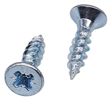 SKIR'CO (24 uds.) Tornillos para madera de acero galvanizado de 4,0 x 16 mm, cabeza avellanada Pozidriv, tornillos para aglomerado, rosca completa PZ