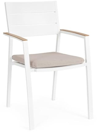 Bizzotto Zelmar Stuhl mit Armlehnen, weiß, für Garten und Außenbereich