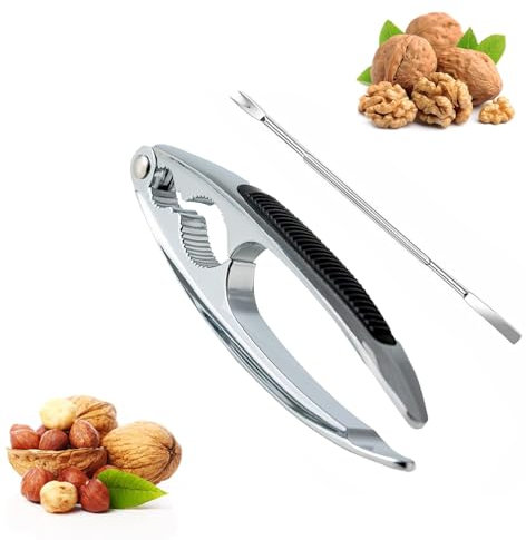 Nutcracker Pecan Cracker, Nut Crackers Heavy Duty with Non-Slip Handle, Metal Lobster Cracker with 1 Leg Fork, Zinc Alloy Nut Opener Tool Kit for Nuts Walnut Hazelnut Almonds Pecan Seafood