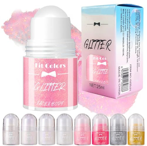 ​Roll-on Pailleté pour Enfant | ​Roll-on Gel à paillettes pour le Corps​ Brillant Holographique | Maquillage de Fête | Paillettes Visage Rave Festival​ Étincelantes (Rose clair #05)