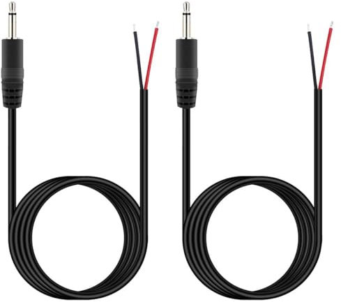 Greluma 2 pcs Câble connecteur jack mono TS 2 pôles 3,5 mm mâle vers fil nu, 1,5 m, pour casque d'écoute